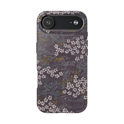 Meiji Era Sakura River Phone Case | 1901 Zuan Hyakushu | Wisteria Purple Japanese Art