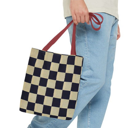 Black & White Ichimatsu Checkered Tote Bag – Japanese Traditional Pattern, Minimalist Everyday Bag