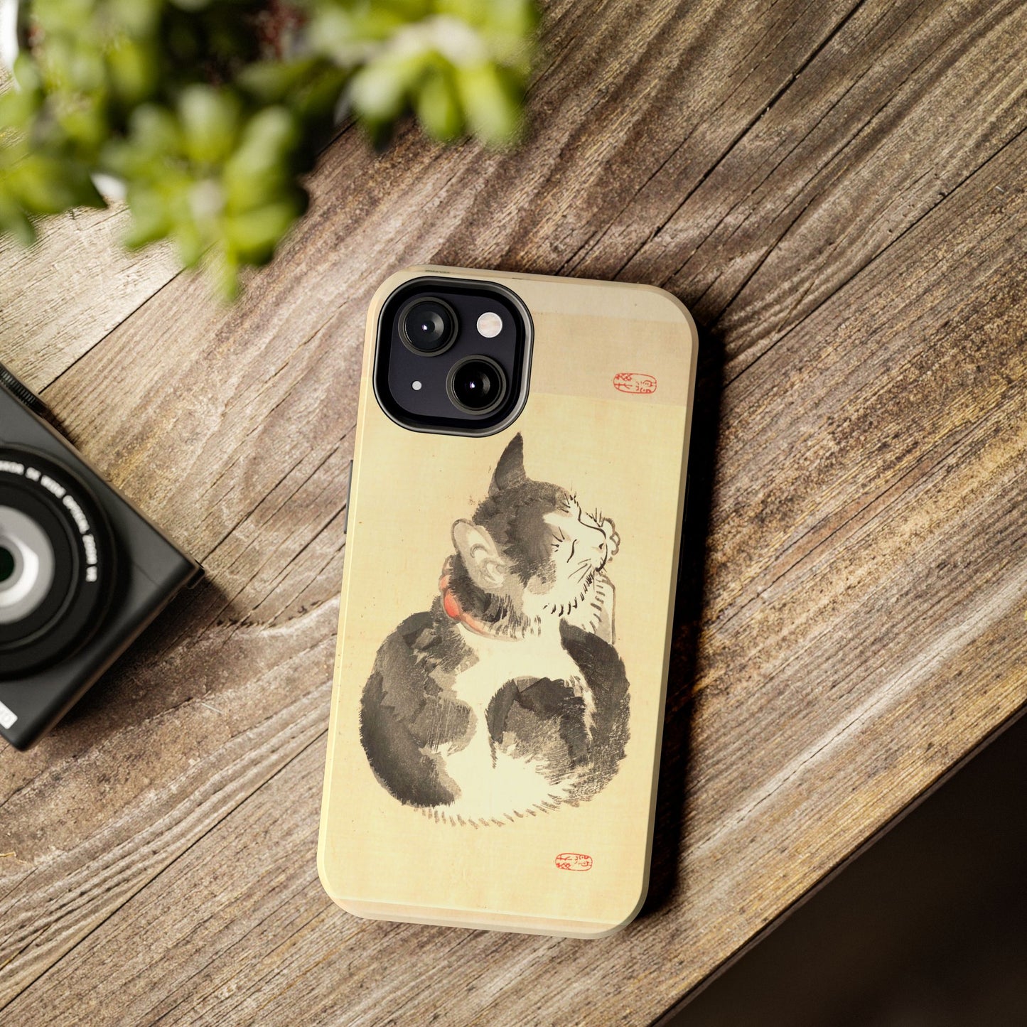 Sleeping Cat Japanese Art Phone Case | Meiji Era Bairei Kono Woodblock | Vintage Cat Illustration 1887