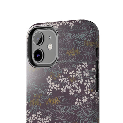 Meiji Era Sakura River Phone Case | 1901 Zuan Hyakushu | Wisteria Purple Japanese Art