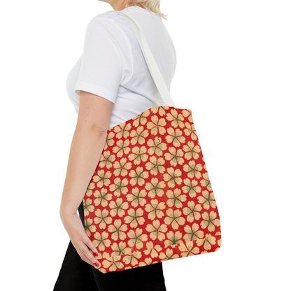 Meiji Era Sakura Blossom Tote Bag | "Chiyogami Mihon" Japanese Archive Art | Red & White Floral