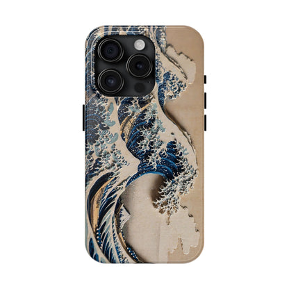 Great Wave 3D Shadow Relief Tough Phone Case – Hokusai Japanese Art
