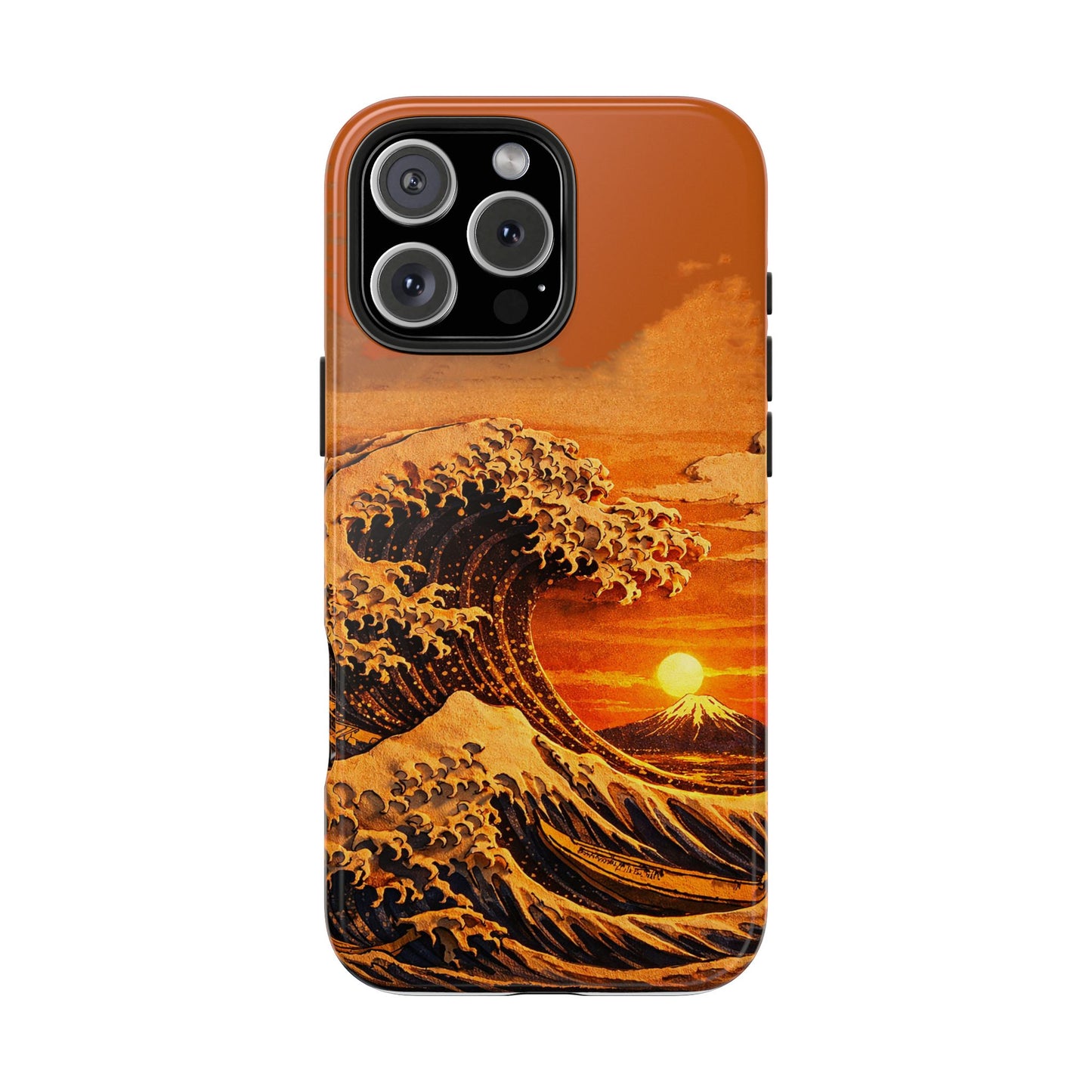 Japanese Great Wave Sunset Phone Case | Hokusai 3D Art Sunset Glow | Edo Era Masterpiece