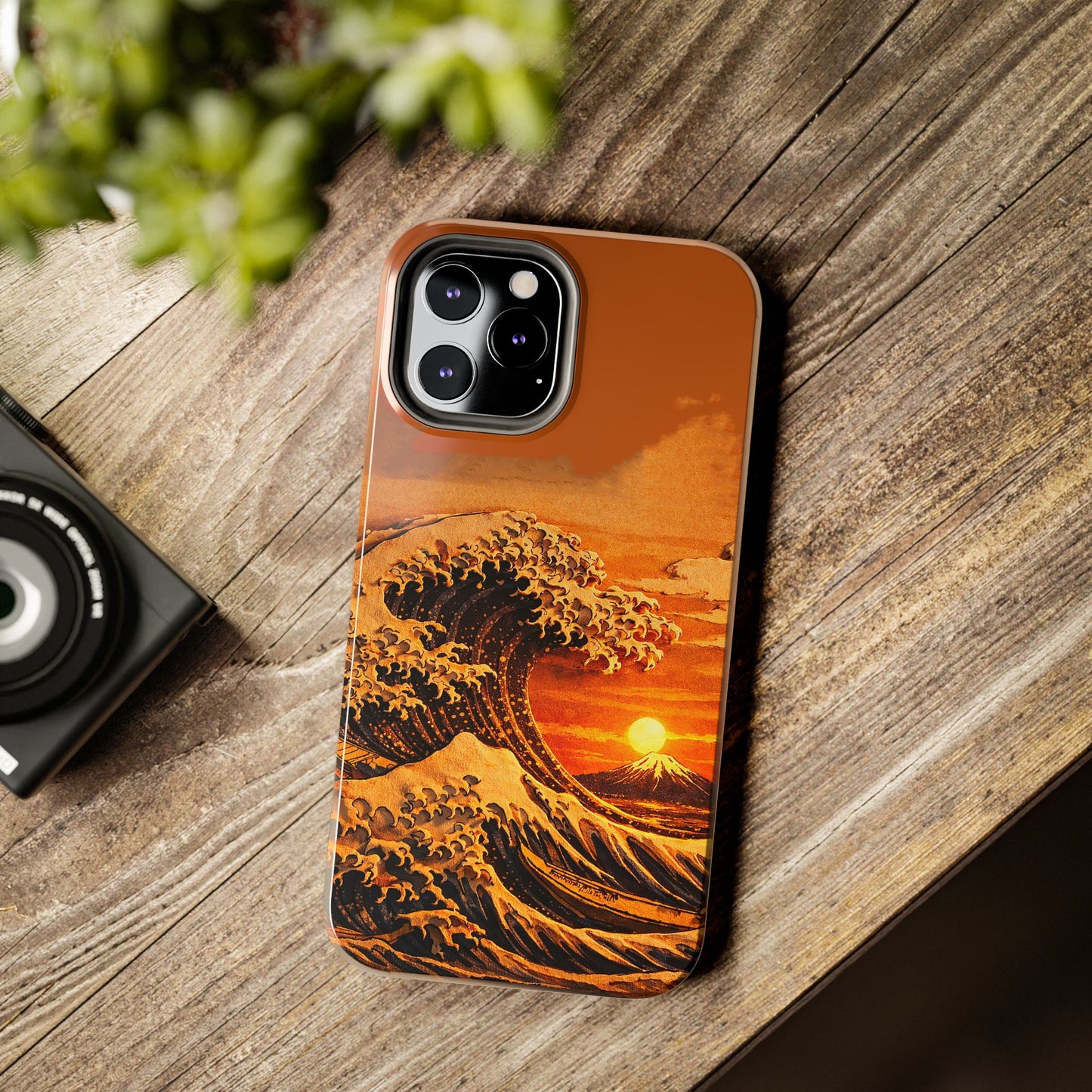 Japanese Great Wave Sunset Phone Case | Hokusai 3D Art Sunset Glow | Edo Era Masterpiece