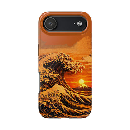 Japanese Great Wave Sunset Phone Case | Hokusai 3D Art Sunset Glow | Edo Era Masterpiece