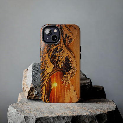 Golden Wave Tough Phone Case – Hokusai Sunset Japanese Art