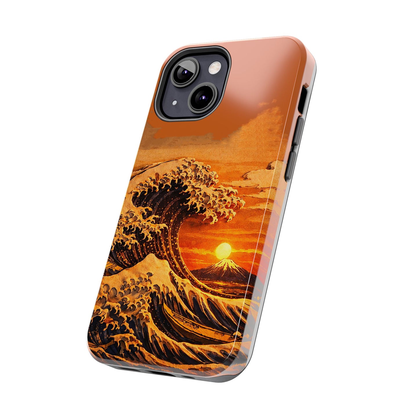 Japanese Great Wave Sunset Phone Case | Hokusai 3D Art Sunset Glow | Edo Era Masterpiece