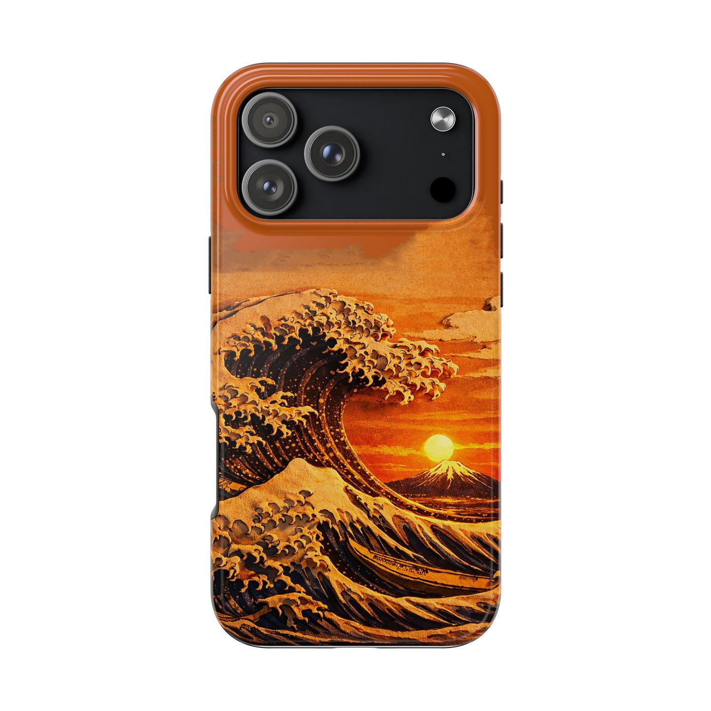 Japanese Great Wave Sunset Phone Case | Hokusai 3D Art Sunset Glow | Edo Era Masterpiece