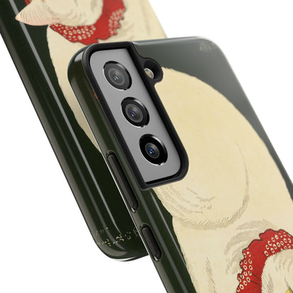 Taisho Era Lucky White Cat Phone Case | 1921 Japanese Woodblock Art | Zen Cat Design