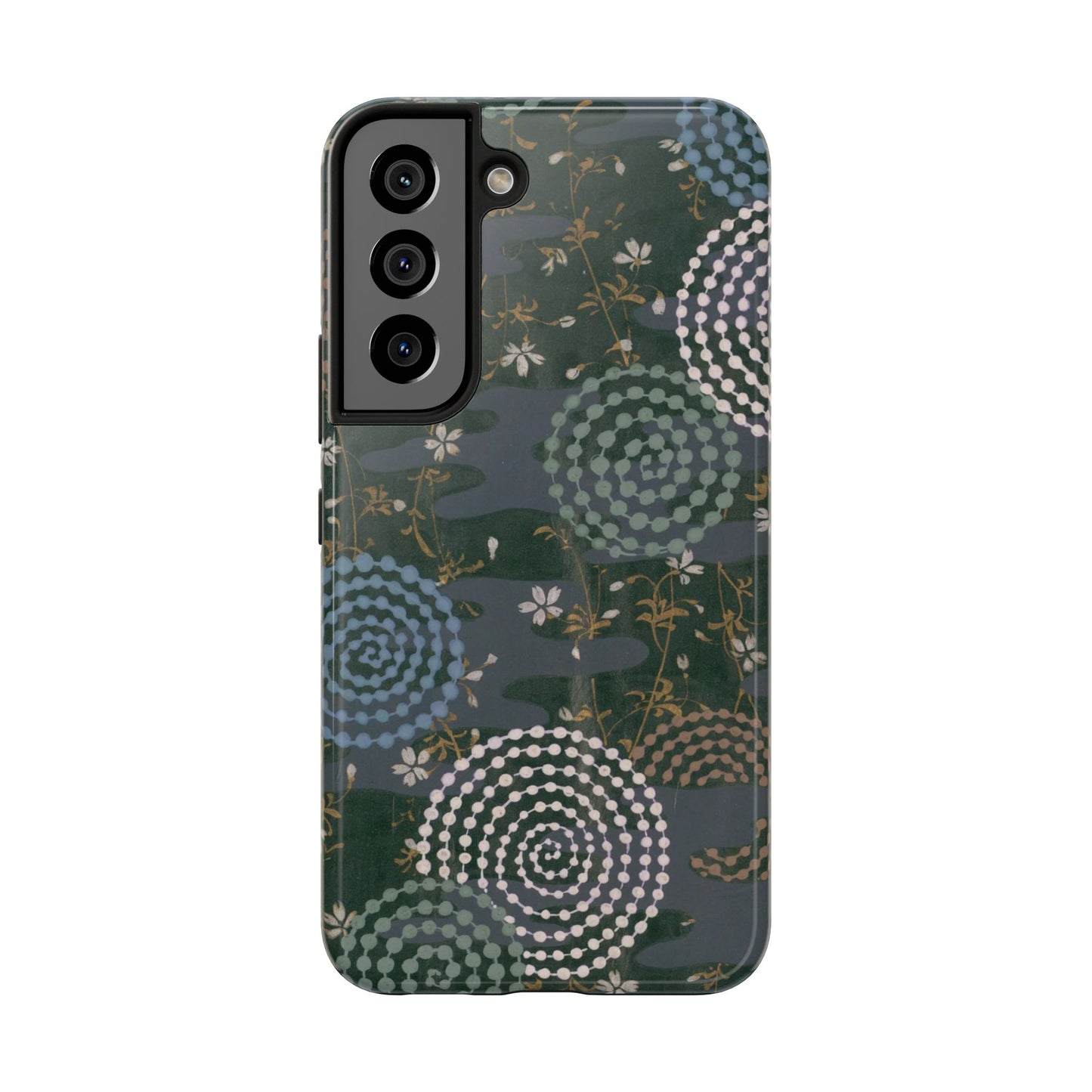 Meiji Era Uzumaki Spiral Phone Case | 1901 Zuan Hyakushu | Tokiwa Green Japanese Art