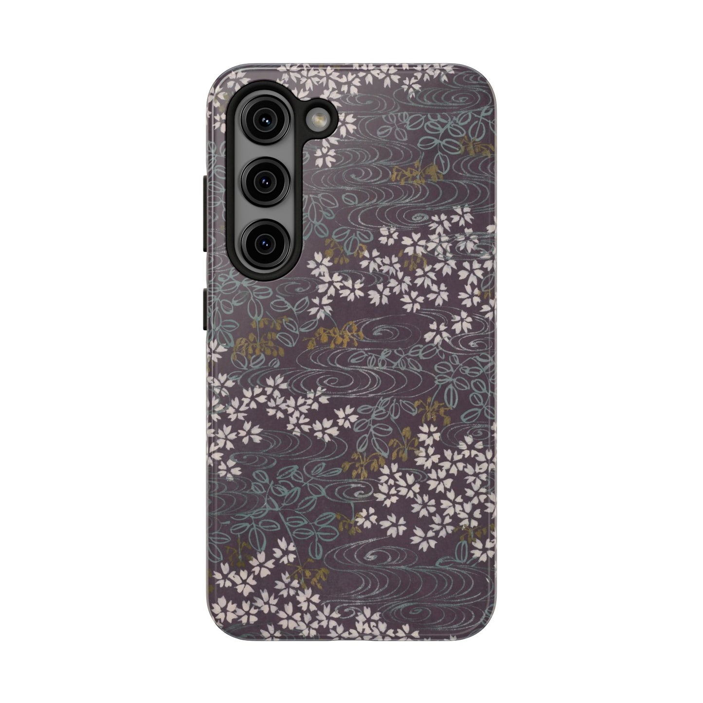 Meiji Era Sakura River Phone Case | 1901 Zuan Hyakushu | Wisteria Purple Japanese Art