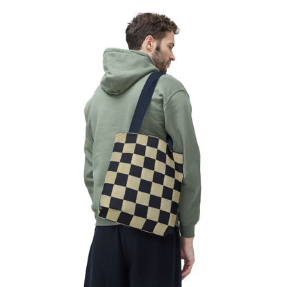 Black & White Ichimatsu Checkered Tote Bag – Japanese Traditional Pattern, Minimalist Everyday Bag