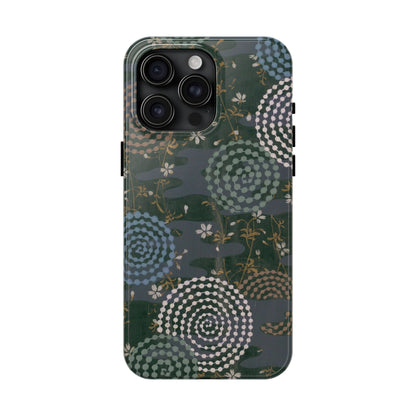 Meiji Era Uzumaki Spiral Phone Case | 1901 Zuan Hyakushu | Tokiwa Green Japanese Art