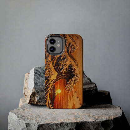 Golden Wave Tough Phone Case – Hokusai Sunset Japanese Art