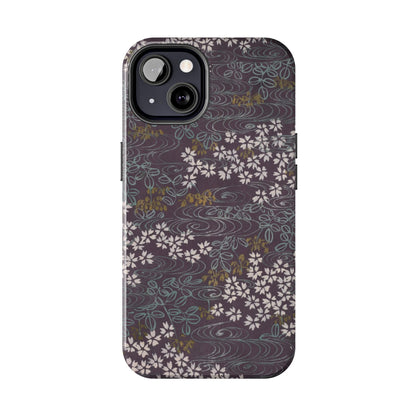 Meiji Era Sakura River Phone Case | 1901 Zuan Hyakushu | Wisteria Purple Japanese Art