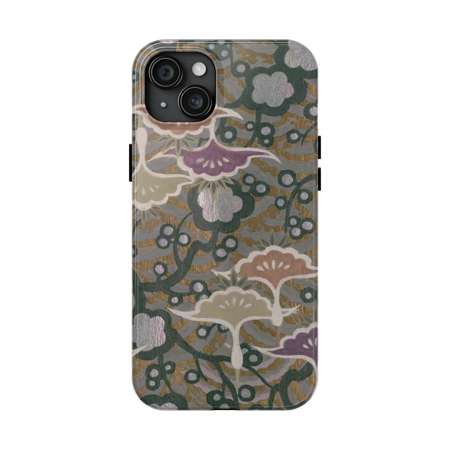 Meiji Era Dancing Cranes & Plum Phone Case | 1901 Zuan Hyakushu | Gold & Silver Japanese Art