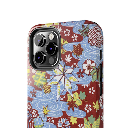 Taisho Umbrella Tales | 1926 Sakura, Momiji & Flowing Water Phone Case | Vintage Chiyogami Art