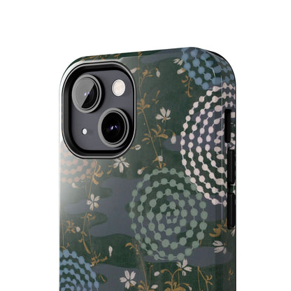 Meiji Era Uzumaki Spiral Phone Case | 1901 Zuan Hyakushu | Tokiwa Green Japanese Art
