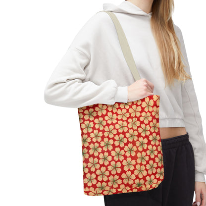 Meiji Era Sakura Blossom Tote Bag | "Chiyogami Mihon" Japanese Archive Art | Red & White Floral