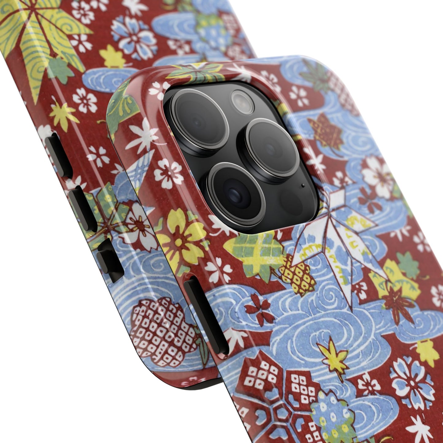 Taisho Umbrella Tales | 1926 Sakura, Momiji & Flowing Water Phone Case | Vintage Chiyogami Art