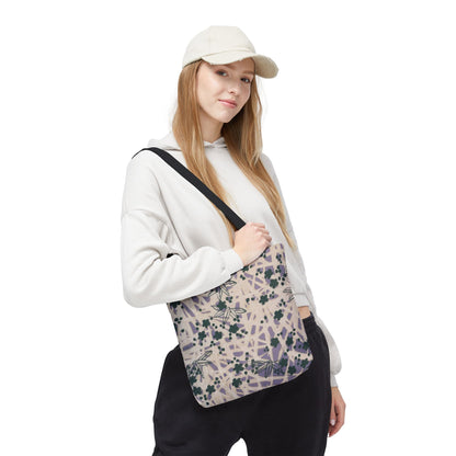 Meiji Era Bamboo & Flower Tote Bag | 1901 Zuan Hyakushu | Purple & Green Japanese Art