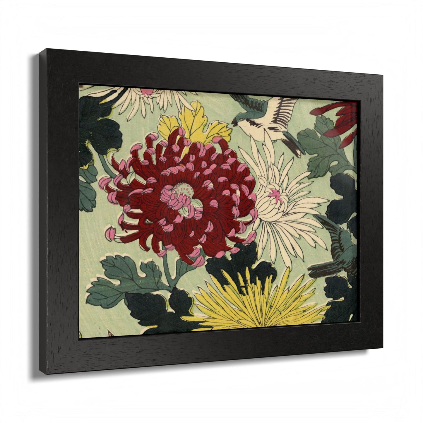 Chrysanthemum Japanese Chiyogami Framed Poster – Vintage 1924 Kikuo Hirose | Maru no Kagishippo
