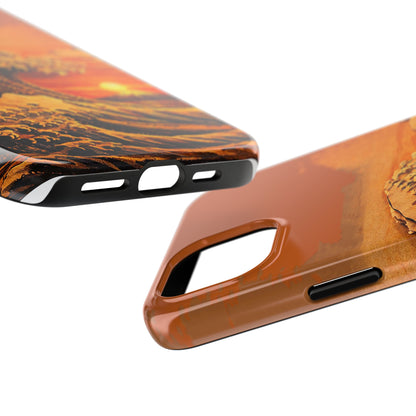 Japanese Great Wave Sunset Phone Case | Hokusai 3D Art Sunset Glow | Edo Era Masterpiece