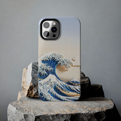 Japanese Great Wave Morning Glow Phone Case | Hokusai 3D Art | Edo Era Masterpiece