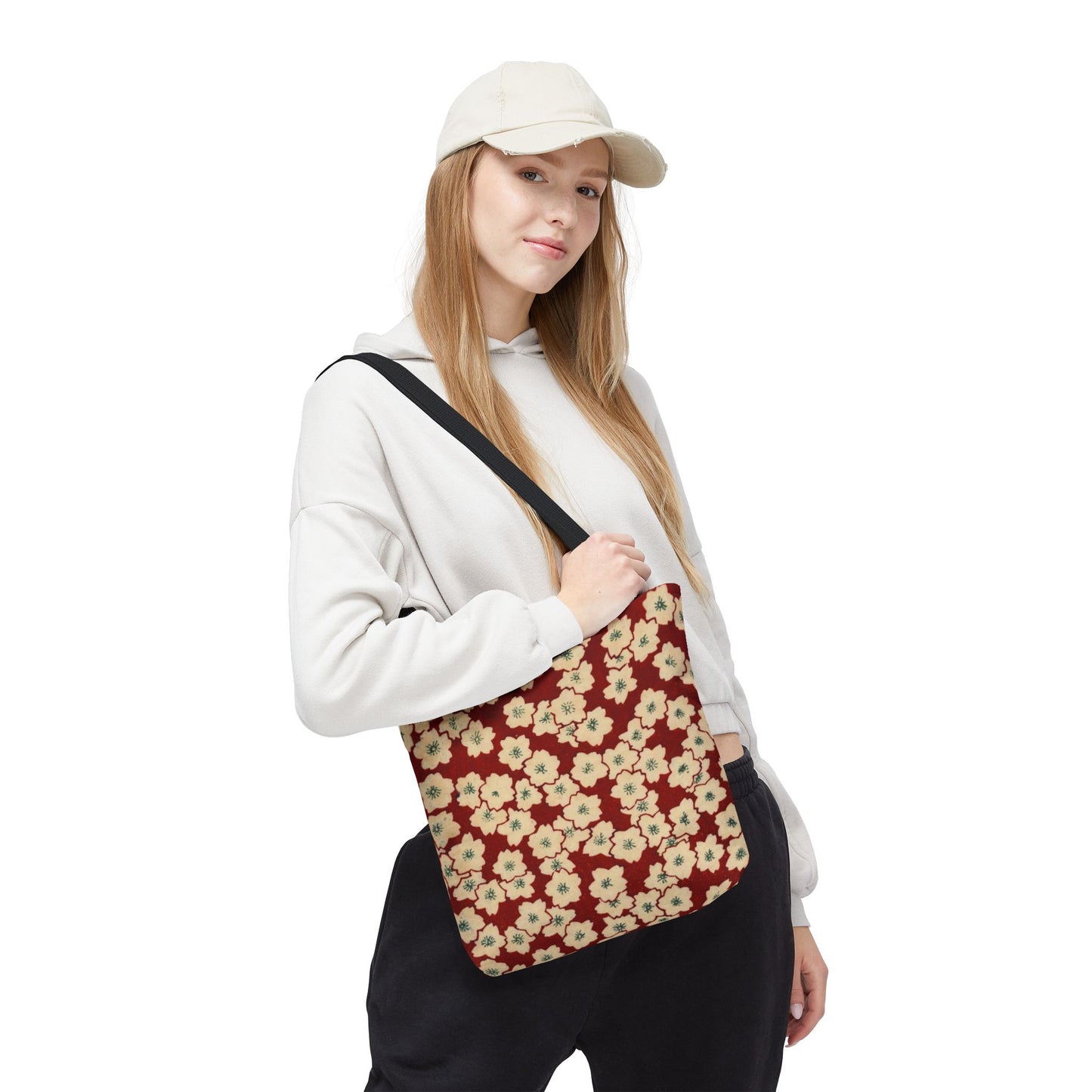 Japanese Sakura Tote Bag - Taisho Era Chiyogami Washi Pattern Vintage Design