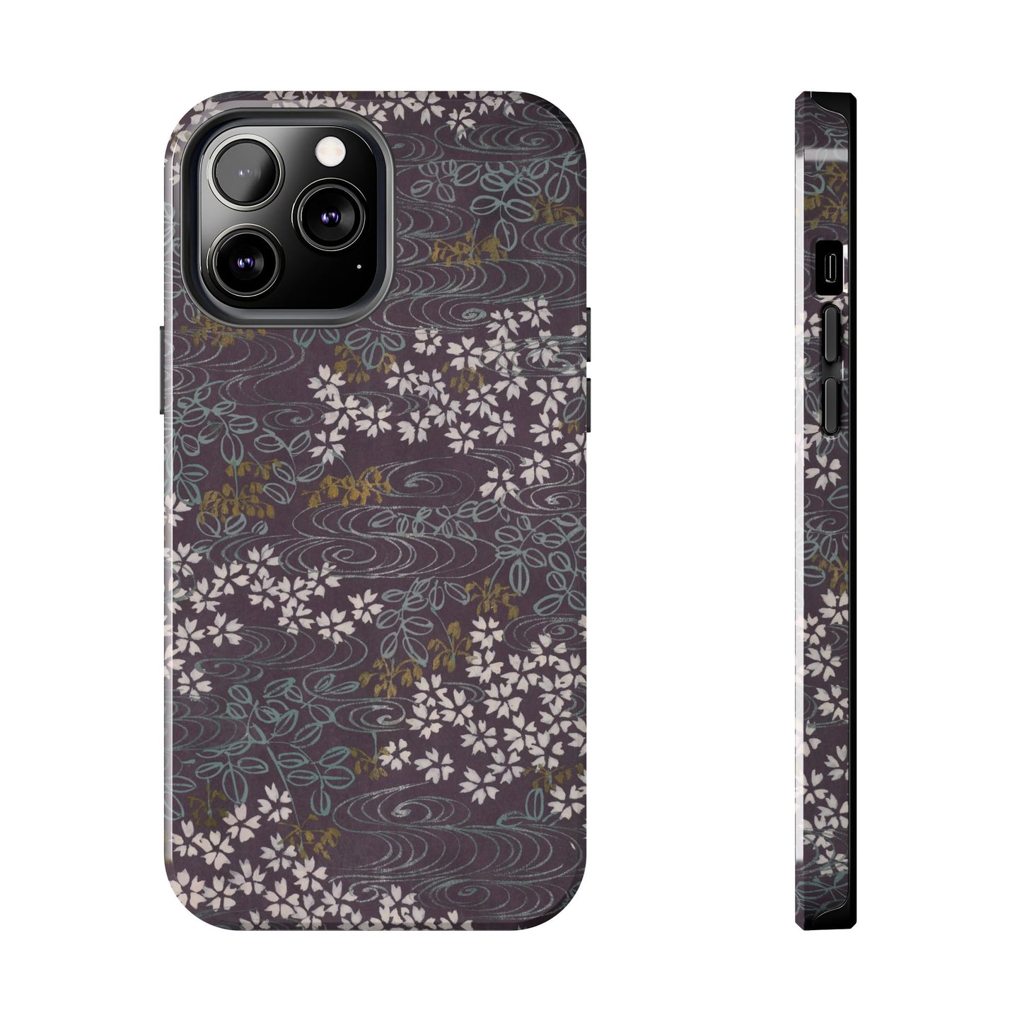 Meiji Era Sakura River Phone Case | 1901 Zuan Hyakushu | Wisteria Purple Japanese Art