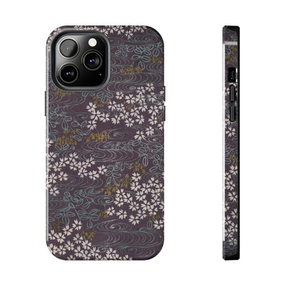 Meiji Era Sakura River Phone Case | 1901 Zuan Hyakushu | Wisteria Purple Japanese Art