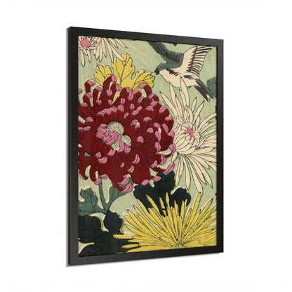 Chrysanthemum Japanese Chiyogami Framed Poster – Vintage 1924 Kikuo Hirose | Maru no Kagishippo