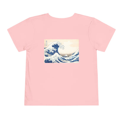 Great Wave off Kanagawa Toddler T-Shirt - Hokusai Japanese Art Back Print Kids Tee