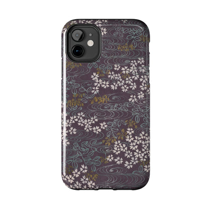 Meiji Era Sakura River Phone Case | 1901 Zuan Hyakushu | Wisteria Purple Japanese Art