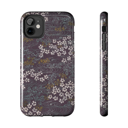 Meiji Era Sakura River Phone Case | 1901 Zuan Hyakushu | Wisteria Purple Japanese Art