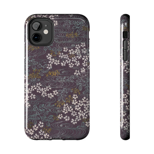 Meiji Era Sakura River Phone Case | 1901 Zuan Hyakushu | Wisteria Purple Japanese Art