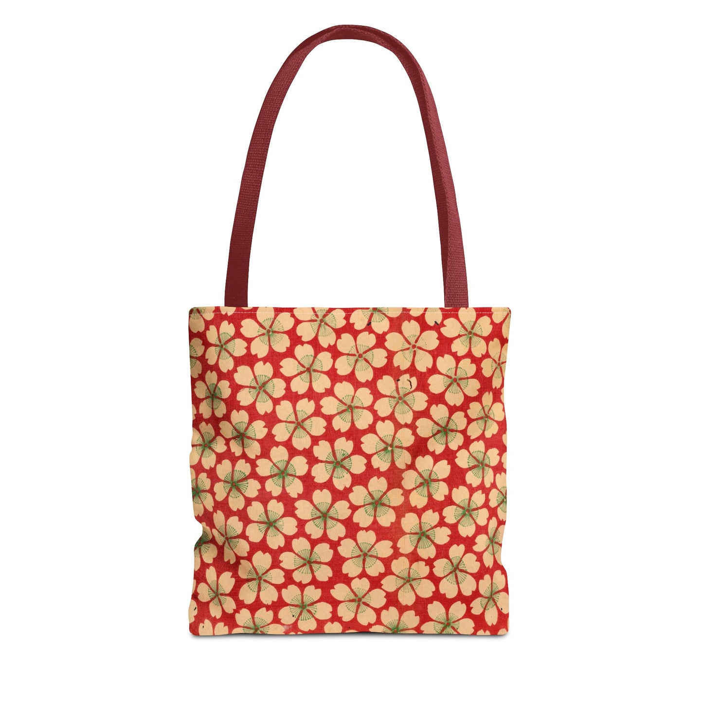 Meiji Era Sakura Blossom Tote Bag | "Chiyogami Mihon" Japanese Archive Art | Red & White Floral