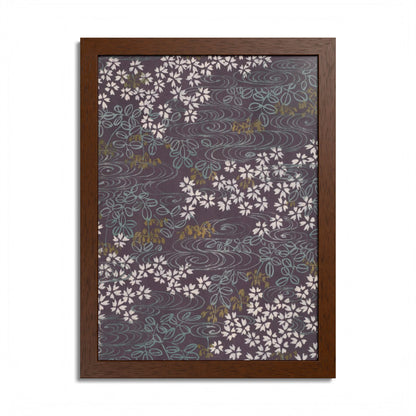 Antique Japanese Sakura River Framed Poster - Meiji Era Chiyogami Wall Art