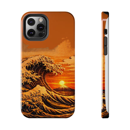Japanese Great Wave Sunset Phone Case | Hokusai 3D Art Sunset Glow | Edo Era Masterpiece