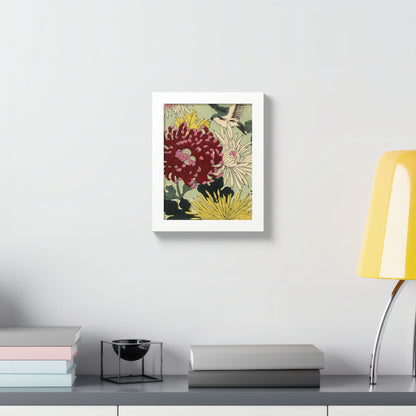 Chrysanthemum Japanese Chiyogami Framed Poster – Vintage 1924 Kikuo Hirose | Maru no Kagishippo