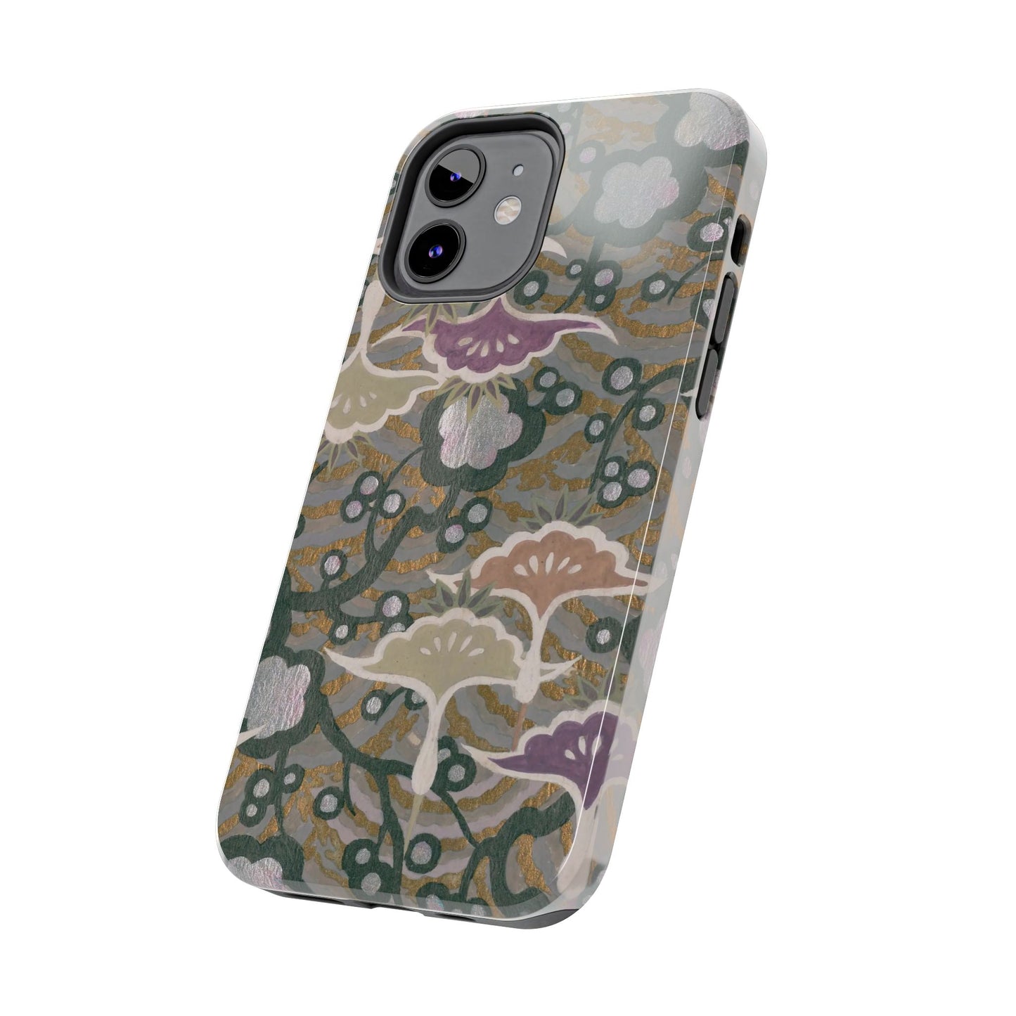 Meiji Era Dancing Cranes & Plum Phone Case | 1901 Zuan Hyakushu | Gold & Silver Japanese Art