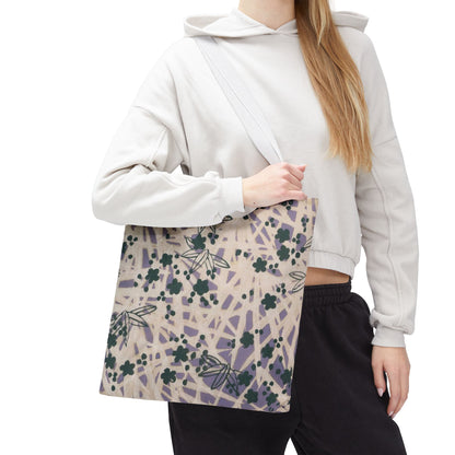 Meiji Era Bamboo & Flower Tote Bag | 1901 Zuan Hyakushu | Purple & Green Japanese Art