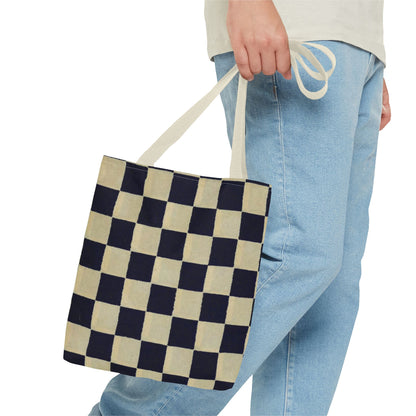 Black & White Ichimatsu Checkered Tote Bag – Japanese Traditional Pattern, Minimalist Everyday Bag