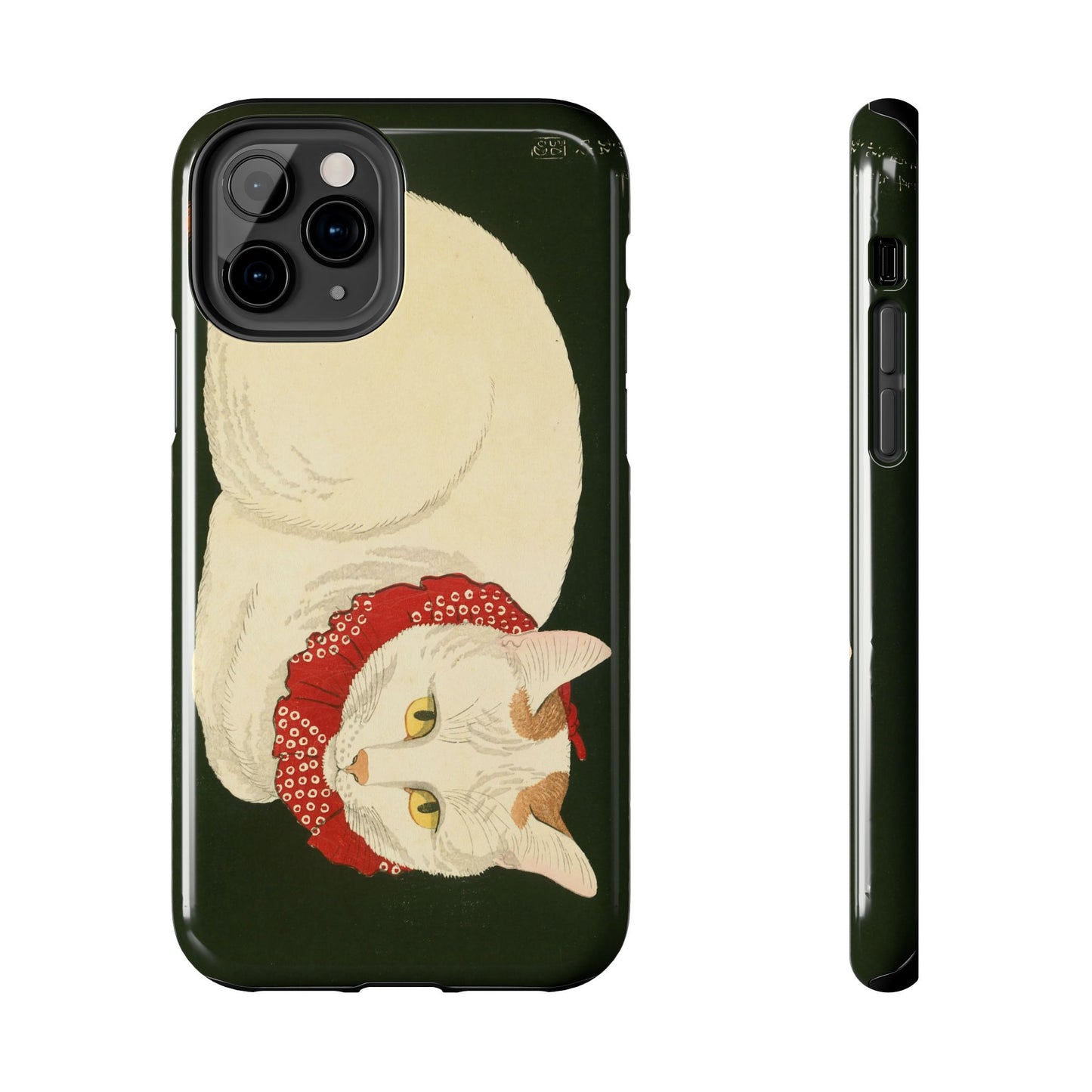 Taisho Era Lucky White Cat Phone Case | 1921 Japanese Woodblock Art | Zen Cat Design