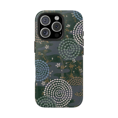 Meiji Era Uzumaki Spiral Phone Case | 1901 Zuan Hyakushu | Tokiwa Green Japanese Art
