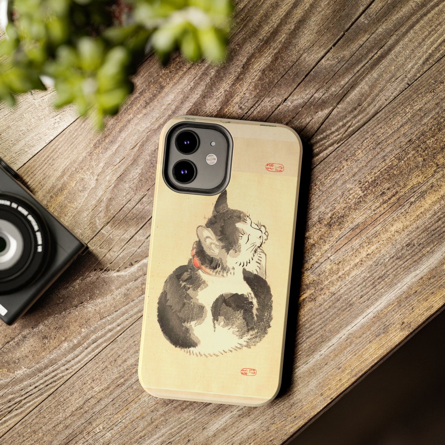 Sleeping Cat Japanese Art Phone Case | Meiji Era Bairei Kono Woodblock | Vintage Cat Illustration 1887