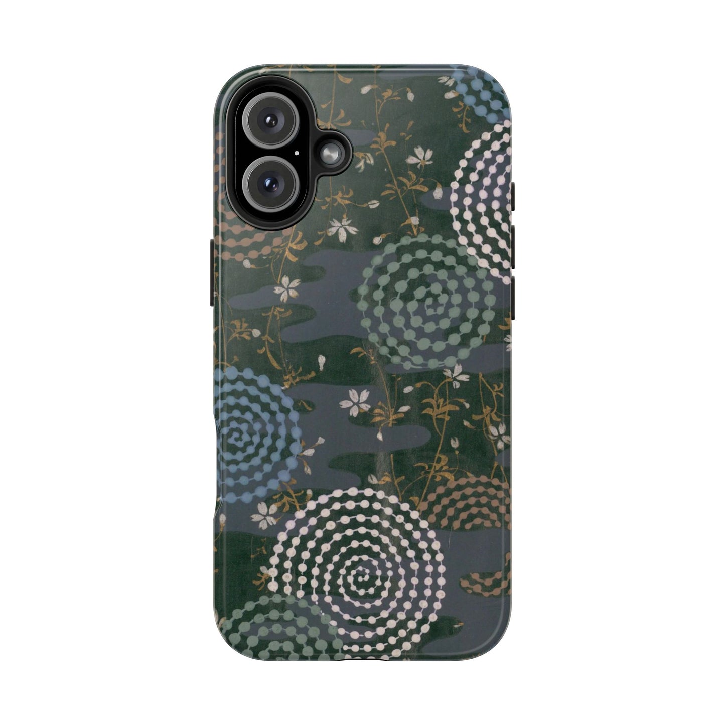 Meiji Era Uzumaki Spiral Phone Case | 1901 Zuan Hyakushu | Tokiwa Green Japanese Art