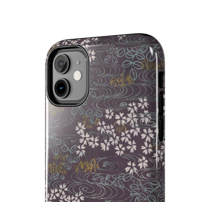 Meiji Era Sakura River Phone Case | 1901 Zuan Hyakushu | Wisteria Purple Japanese Art