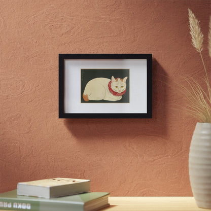 White Cat Japanese Woodblock Framed Poster – Nihon Fukei Senshu Vol.6, 1924