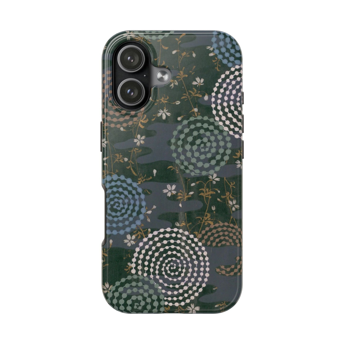 Meiji Era Uzumaki Spiral Phone Case | 1901 Zuan Hyakushu | Tokiwa Green Japanese Art